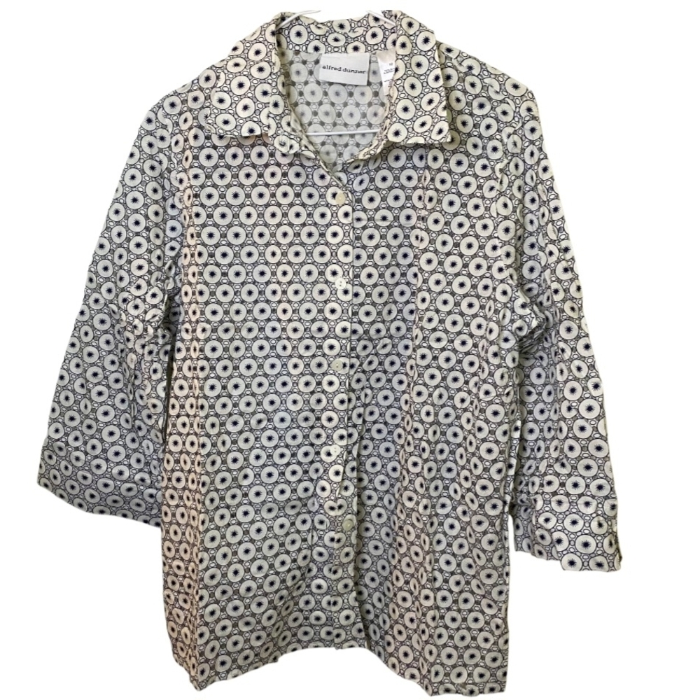 Alfred Dunner Eyelet Detail Button Front Cotton Shirt - Picture 3 of 12